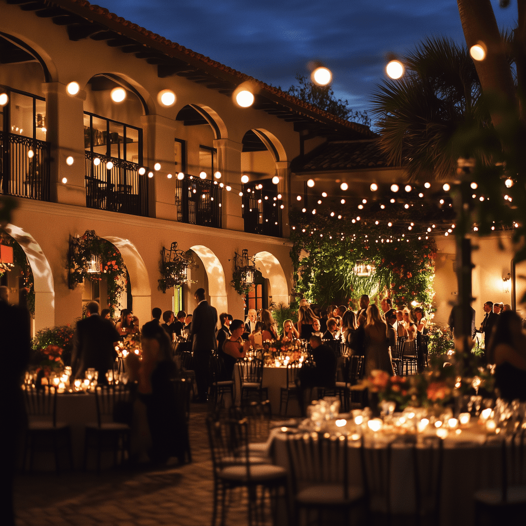 exterior event lighting wedding